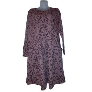 Denim & Co Women's Pink Abstract Pattern Long Sleeve Pocket Dress M BG 11